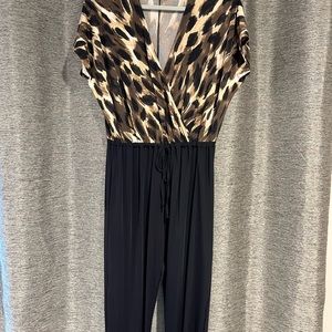 Kardashian. Leopard/ Black jumpsuit. Thin, silky material. Size Small.